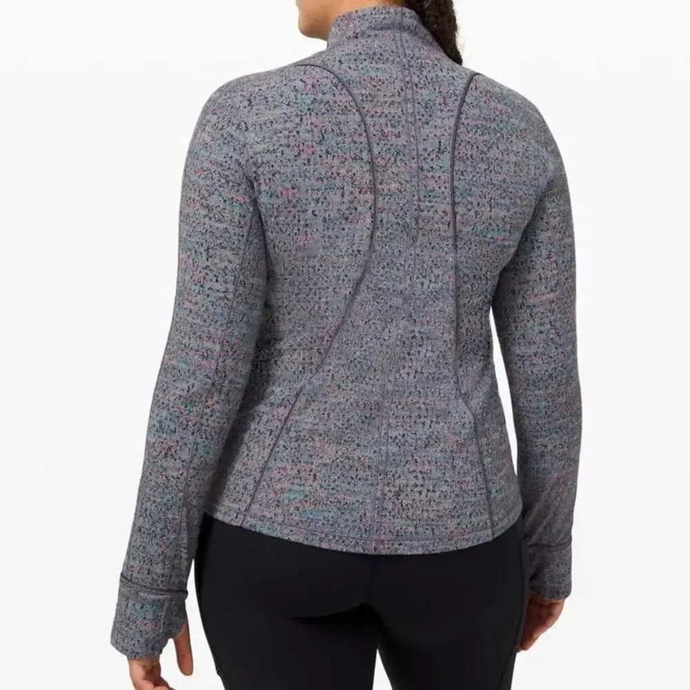 Lululemon Run Briskly 1/2 Zip Neon Tweed Jacquard Limited Edition Gray Size 6